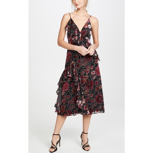 Jill Jill Stuart Velvet Devore Floral Midi Dress - Picture 1 of 12